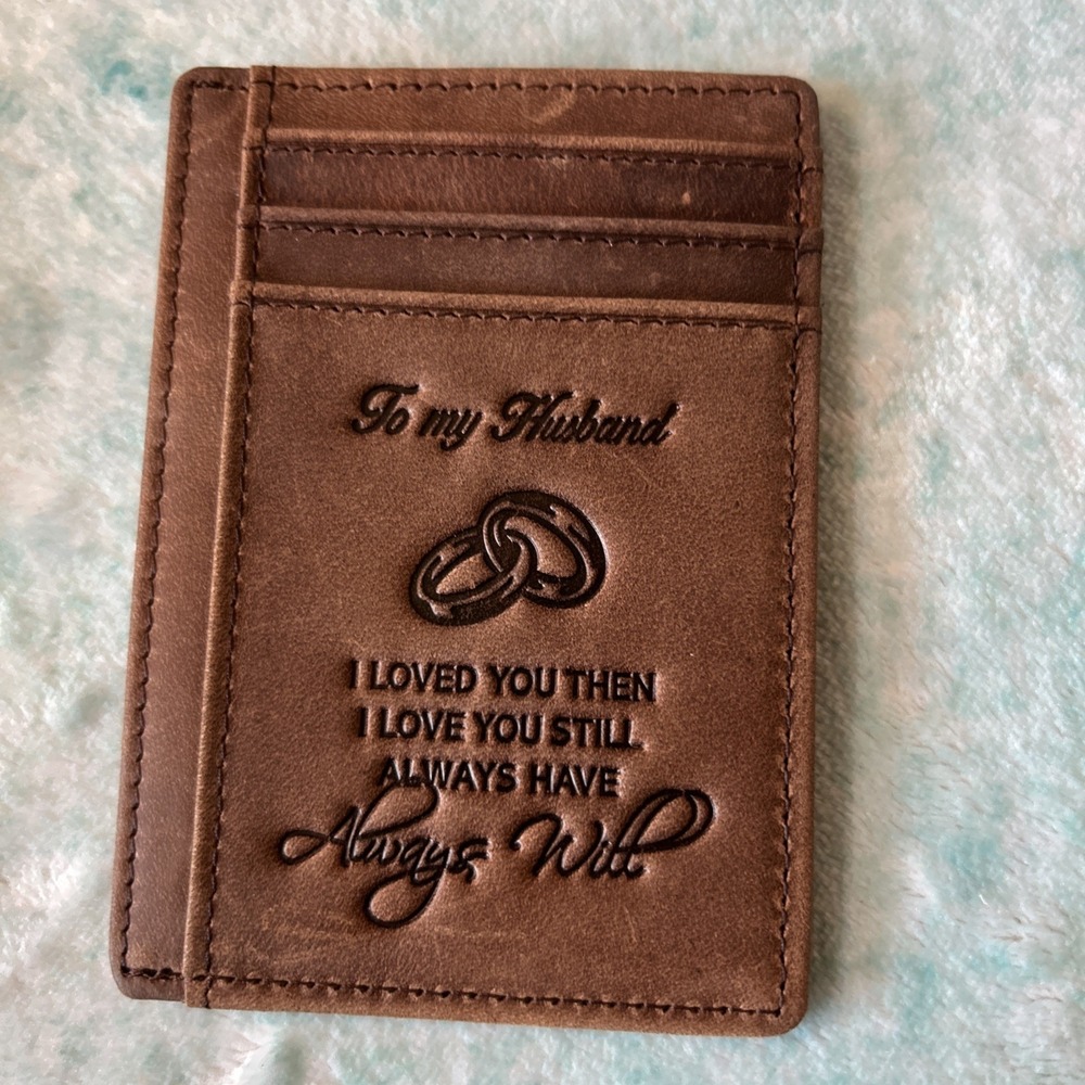 Leather Husband Gift Pocket Wallet Anniversary NapaWalli Wife To Husband New box